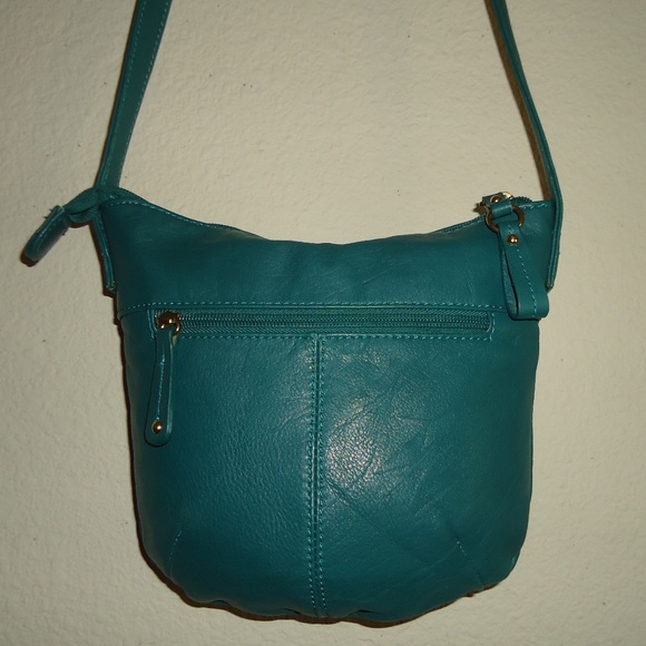 STONEMOUNTAIN Aquamarine Crossbody Bag Genuine Leather Turquoise Logo - Picture 8 of 14